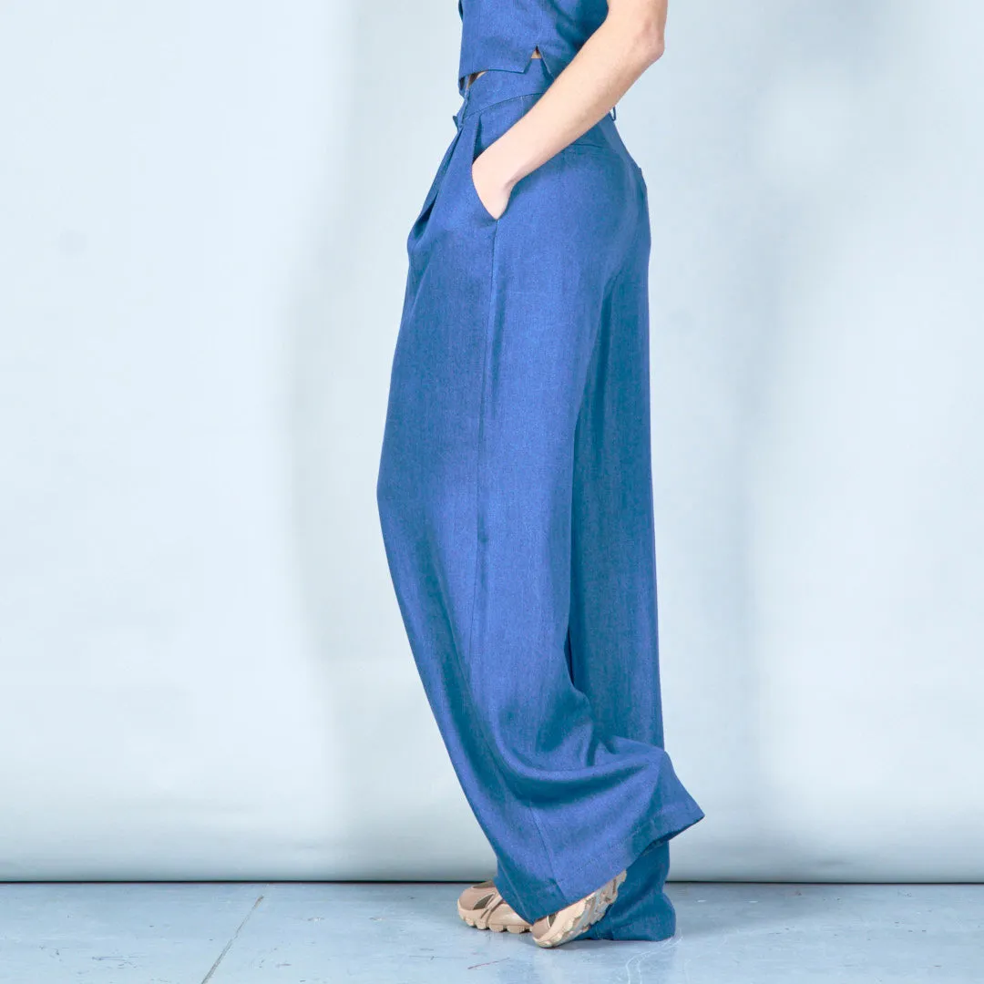 Tailored wide-leg denim trousers wholesale