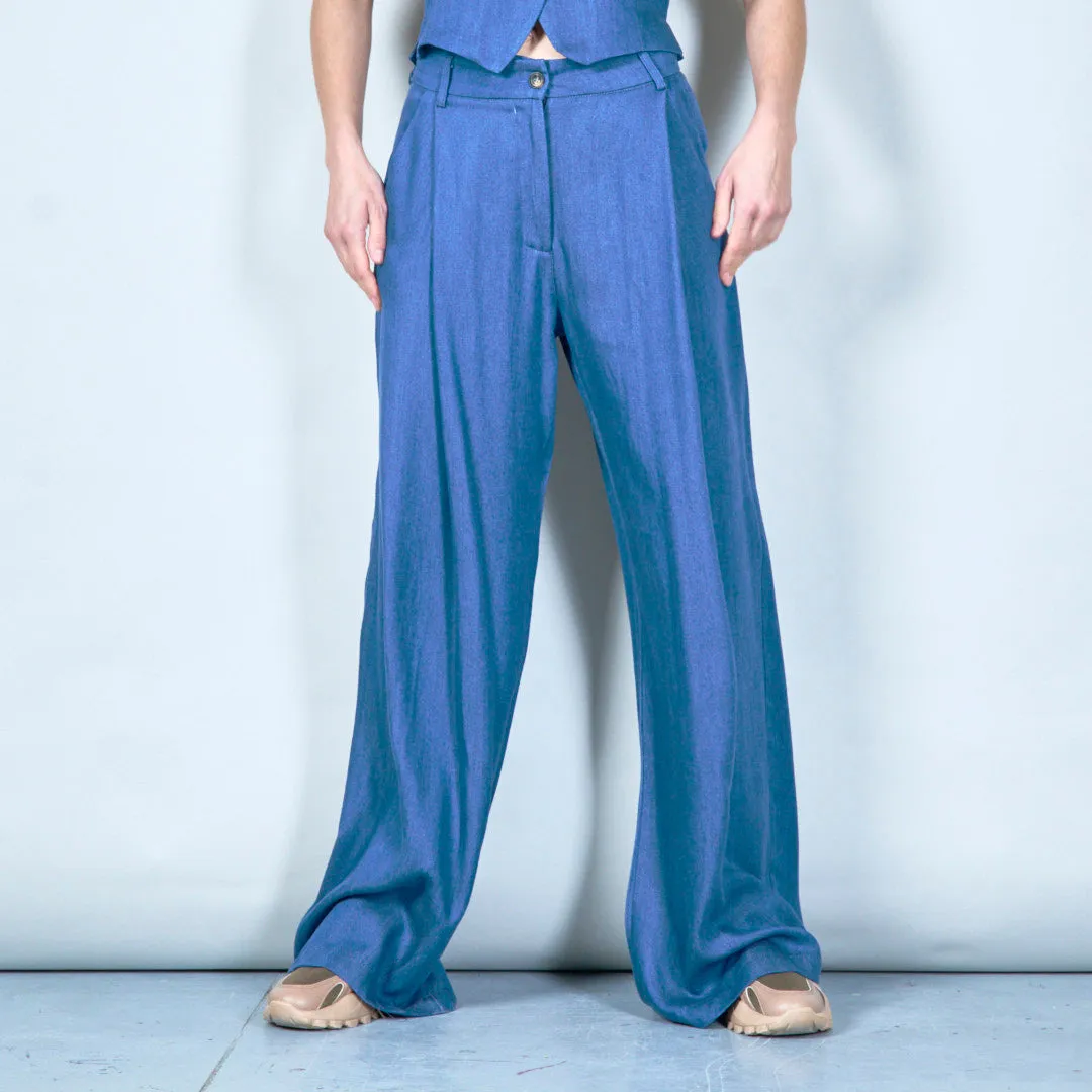 Tailored wide-leg denim trousers wholesale