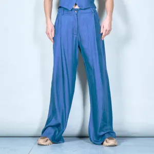 Tailored wide-leg denim trousers wholesale