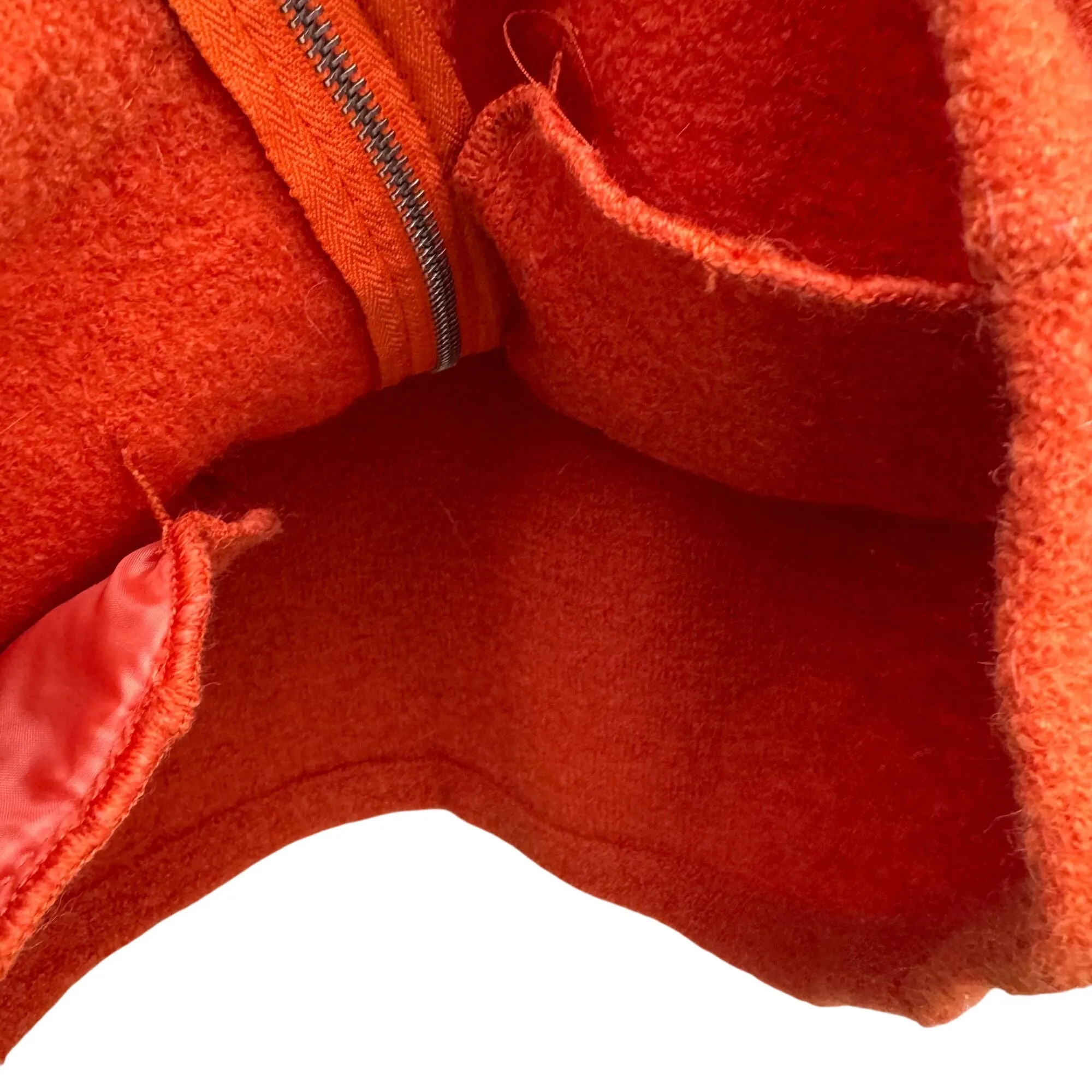 Tally Ho Vintage Womens Orange Boiled Wool Zip-Up Polo Collar Cardigan Jacket S