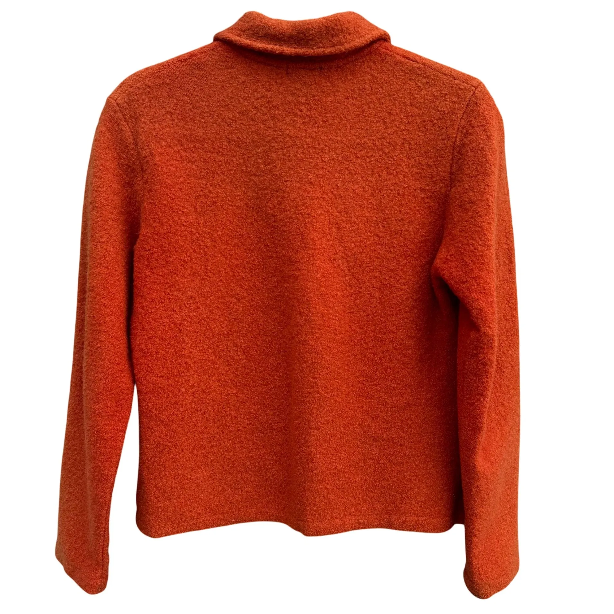 Tally Ho Vintage Womens Orange Boiled Wool Zip-Up Polo Collar Cardigan Jacket S