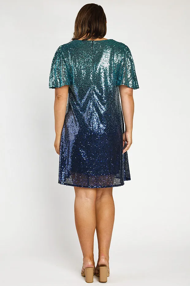Taylor Ombre Blue Sequin Dress