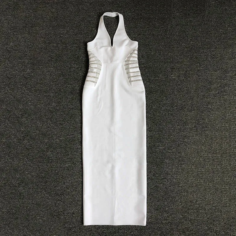 Trend4us Women's Chic Backless Halter Maxi Dress