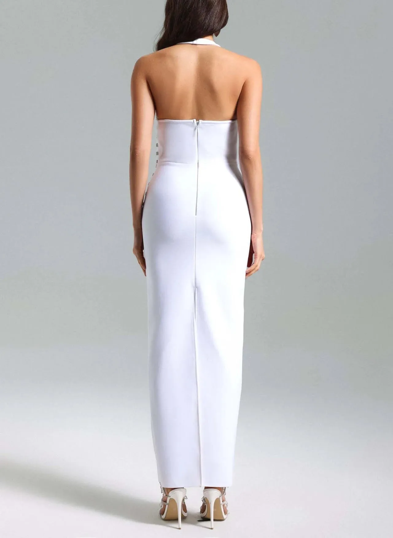 Trend4us Women's Chic Backless Halter Maxi Dress