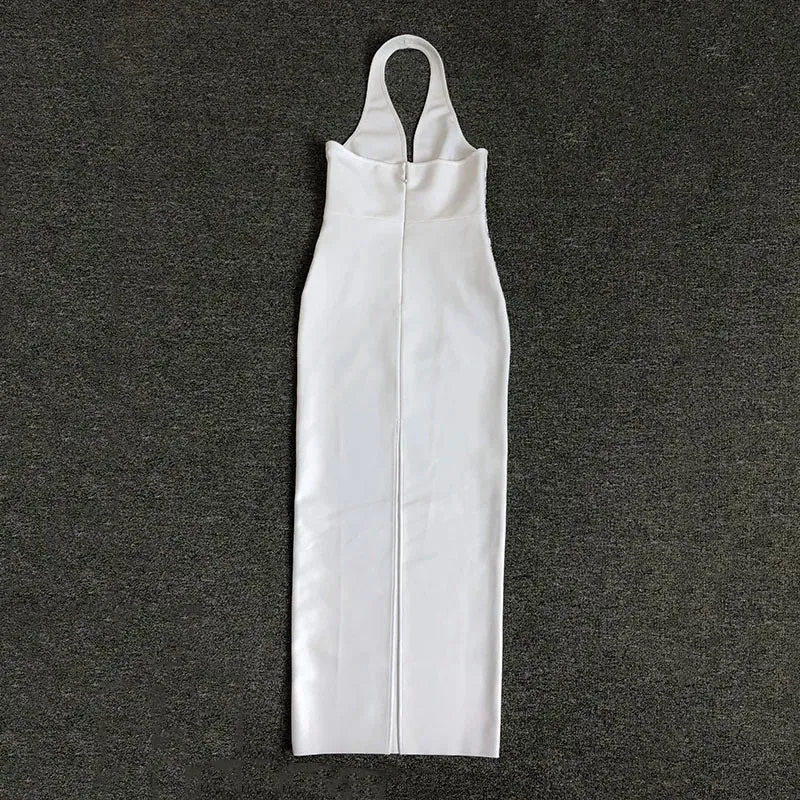 Trend4us Women's Chic Backless Halter Maxi Dress