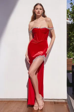 VELVET CORSET EMBELLISHED GOWN