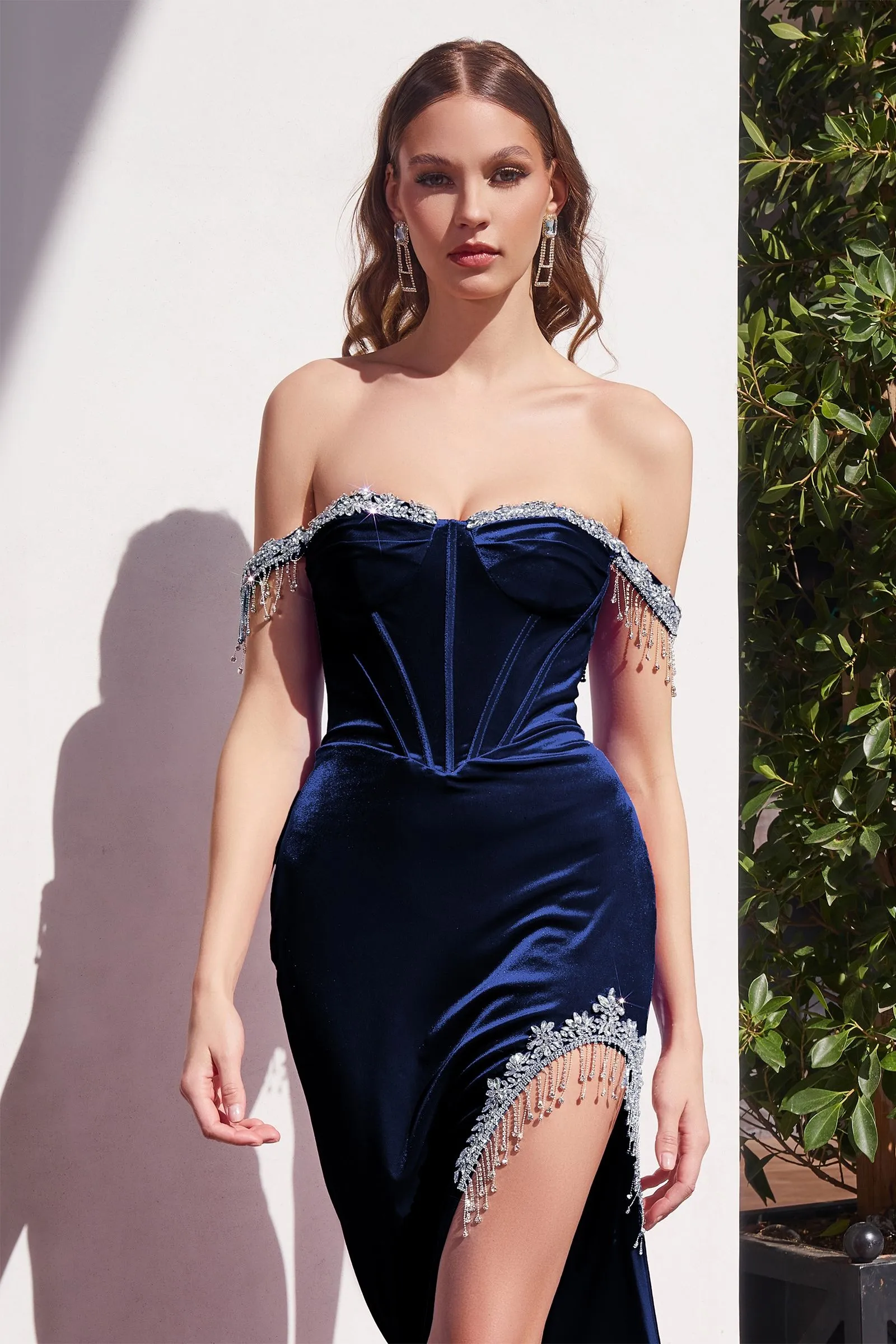 VELVET CORSET EMBELLISHED GOWN