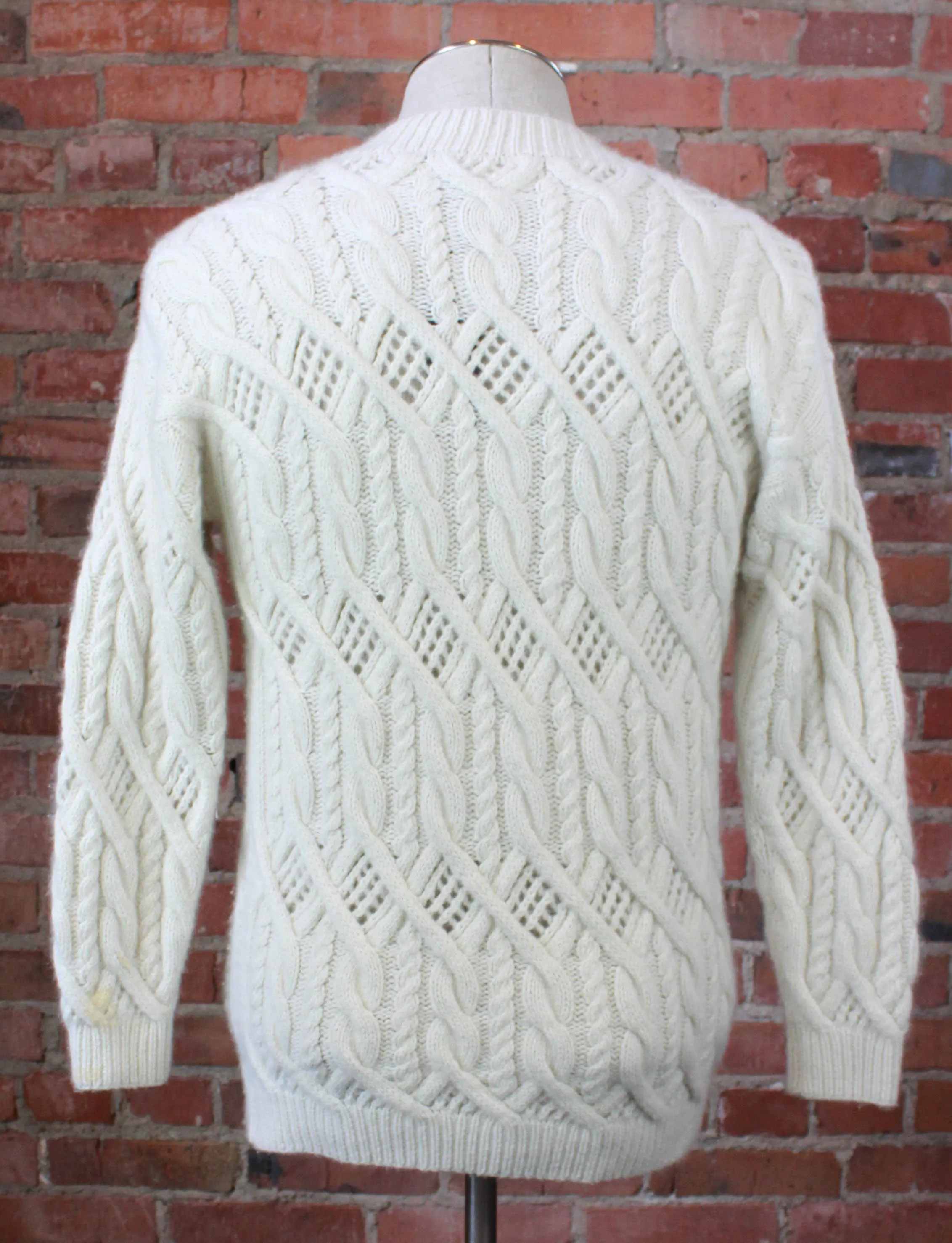 Vintage 80's/90's Neiman Marcus Cashmere Sweater Knit V Neck Pullover White Unisex Small/Medium