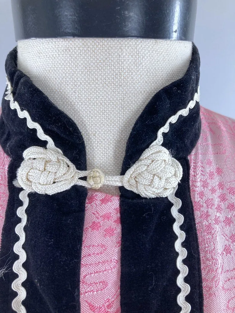 Vintage Pink Velvet Mandarin Top