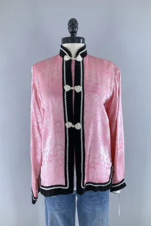 Vintage Pink Velvet Mandarin Top
