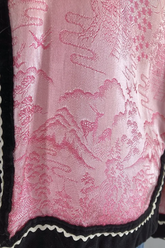 Vintage Pink Velvet Mandarin Top