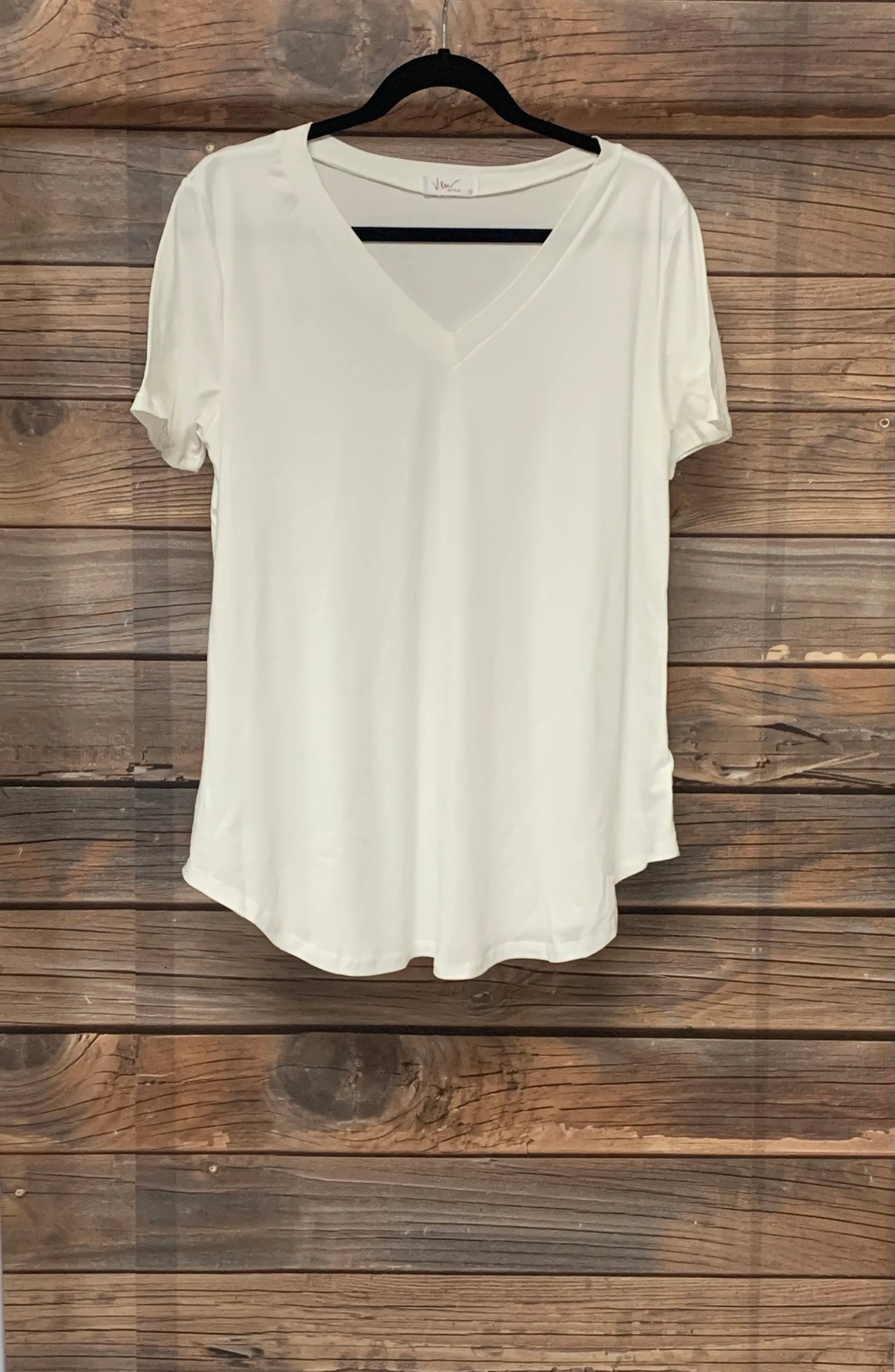 White Basic V Neck