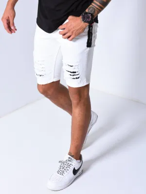 White Denim Shorts Ripped