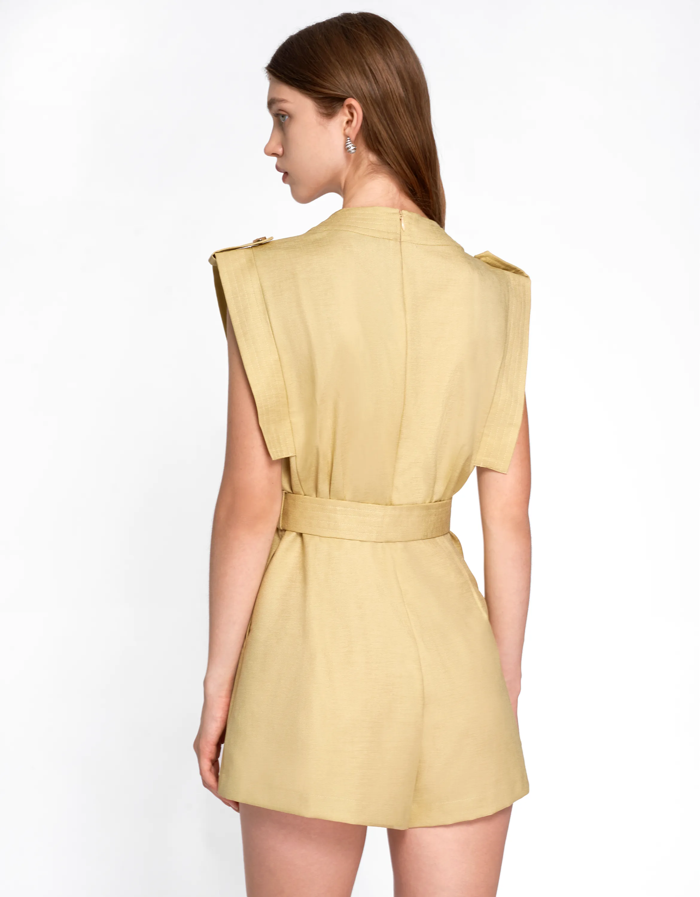 Wide Shoulder Belted Romper