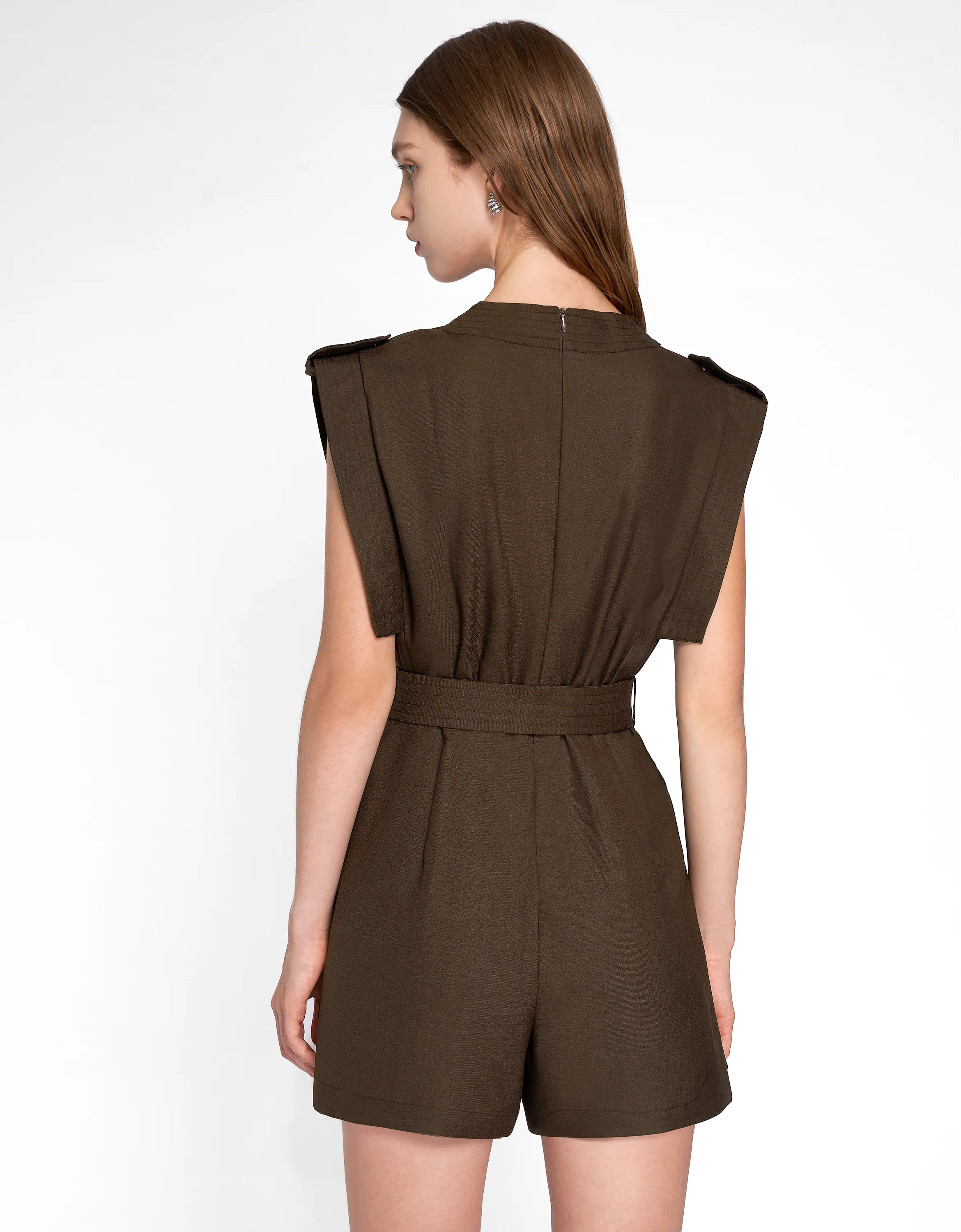 Wide Shoulder Belted Romper