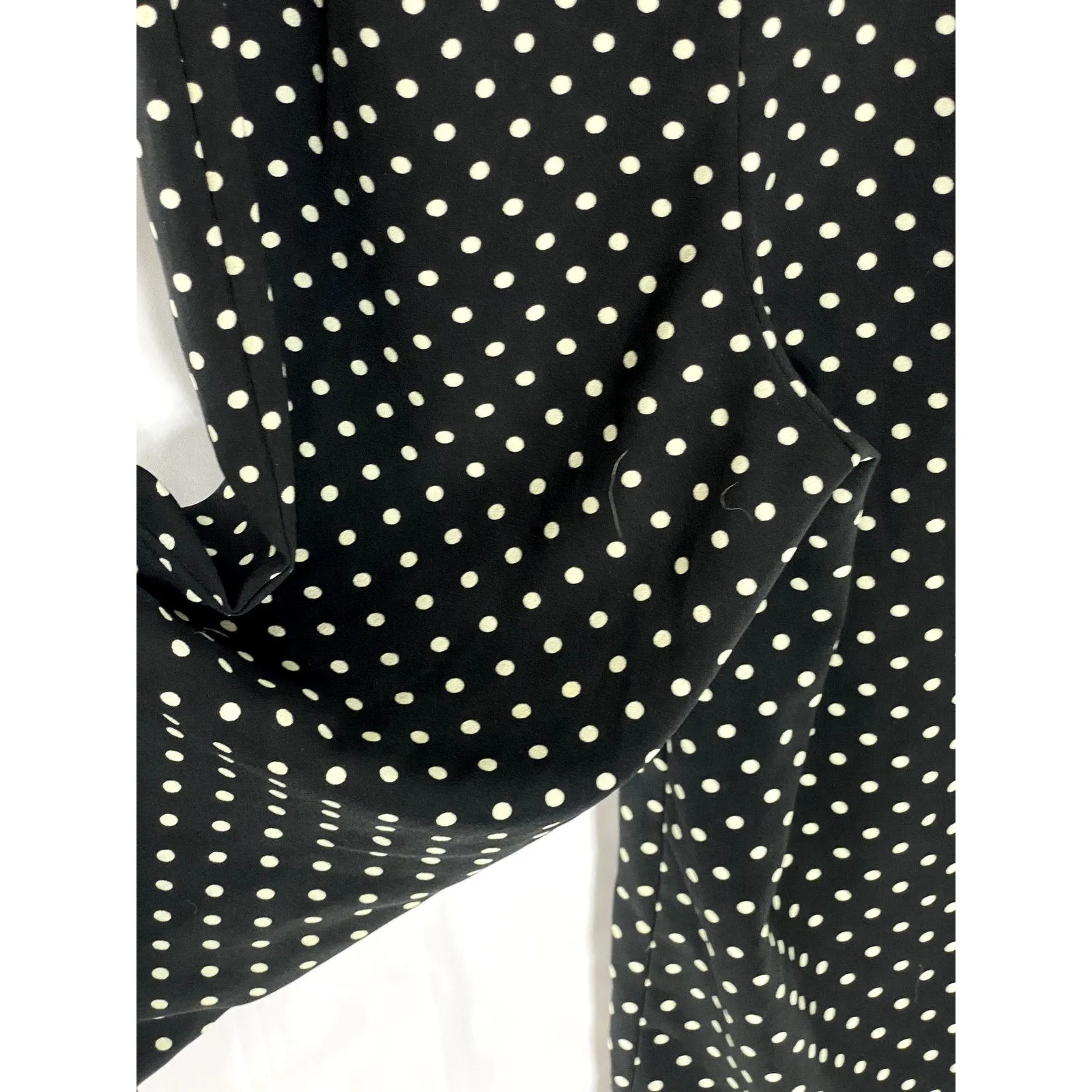 ZARA Women's Black-White Polka Dot V-Neck Long-Sleeve Cropped Jumpsuit SZ XS