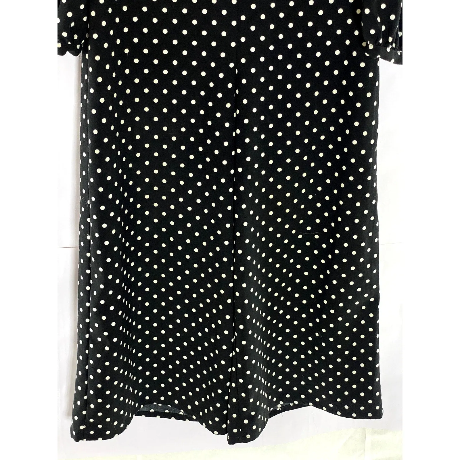 ZARA Women's Black-White Polka Dot V-Neck Long-Sleeve Cropped Jumpsuit SZ XS